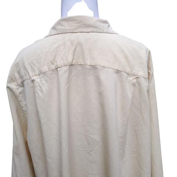 FLAX Jeanne Engelhart Pale Light Yellow Corduroy Button Down Long Tunic Top Sz M - Picture 11 of 15